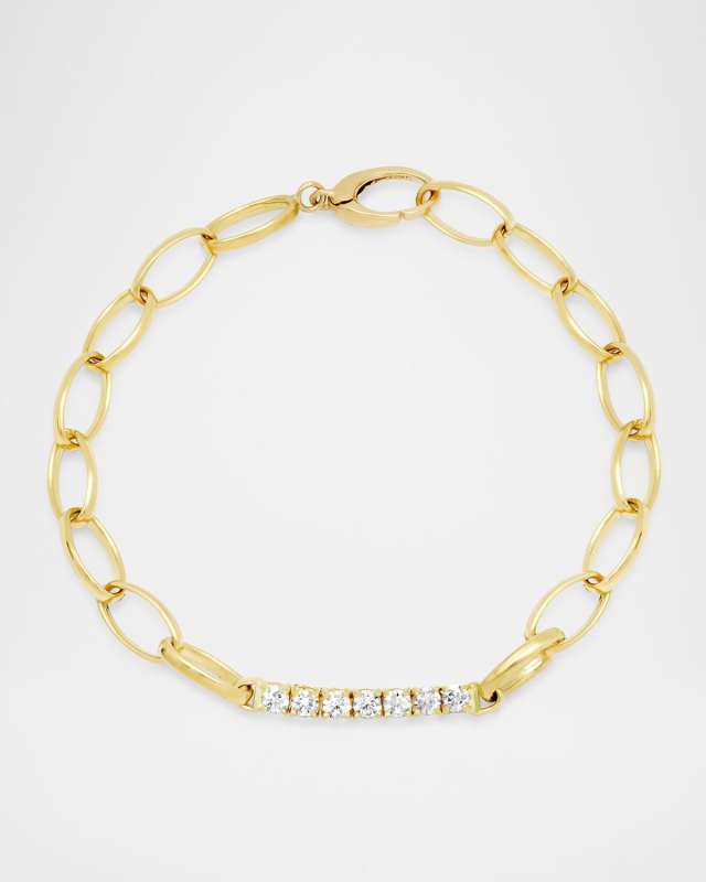 18K Yellow Gold Medium Edith and 4 Prong Diamond Bracelet